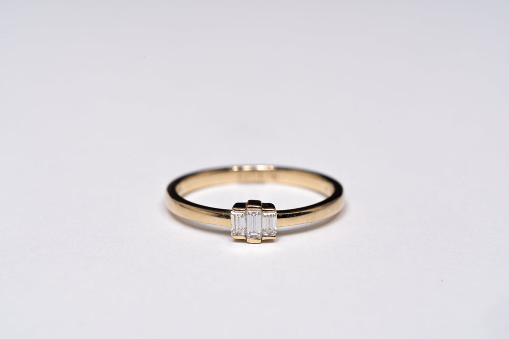 14K GOLD Elena Tri Diamonds Ring