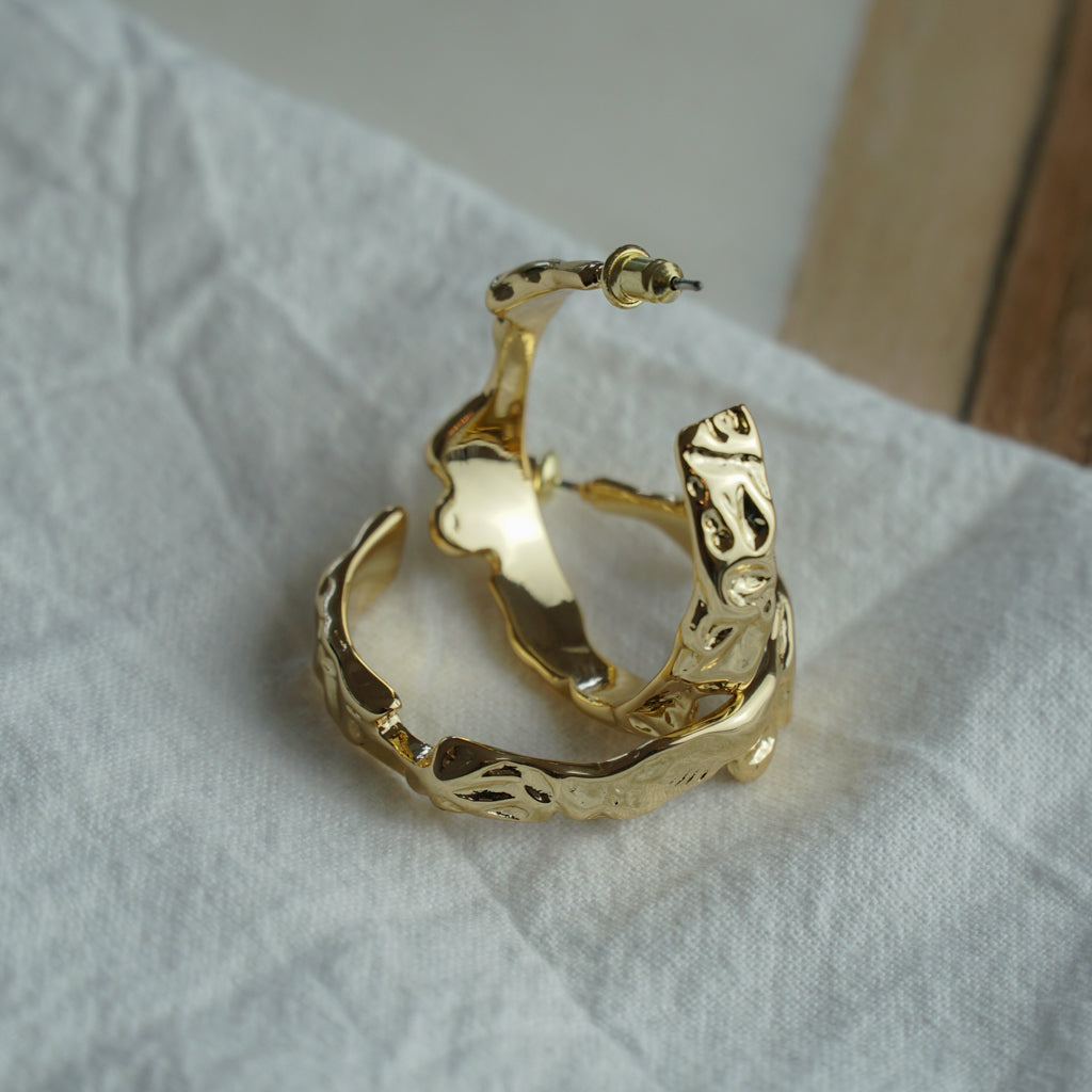 Golden Lava Tubes Earrings