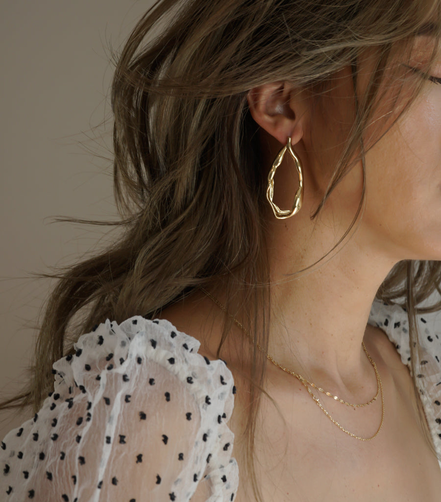 Golden Lava Drop Earrings