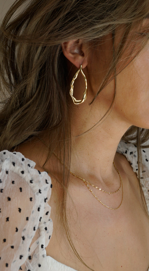 Golden Lava Drop Earrings