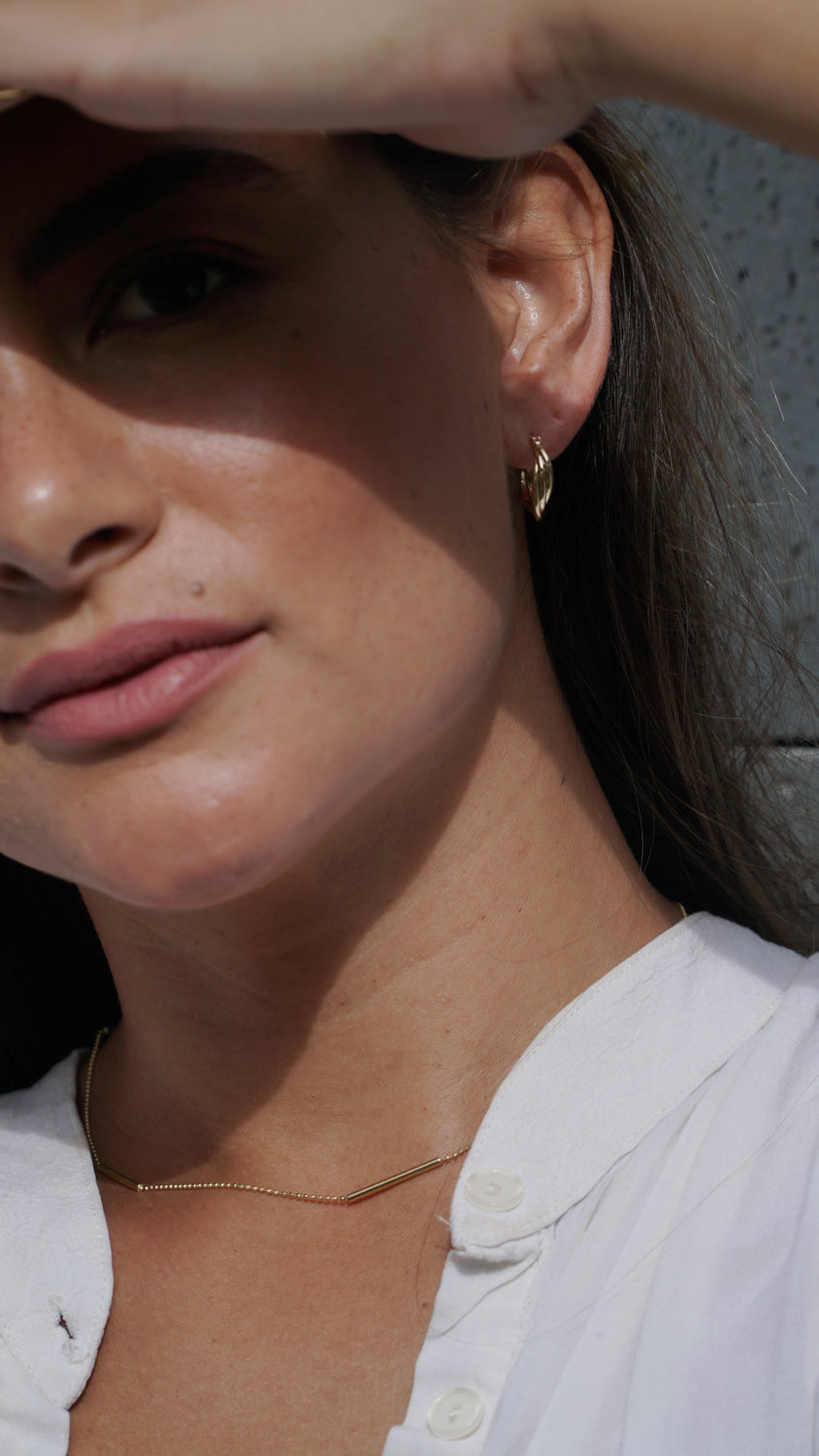 Twisted Golden Tiny Hoop Earrings
