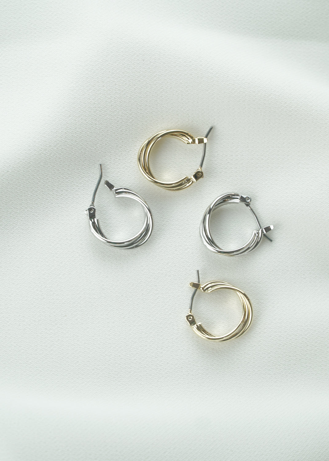 Twisted Silver Tiny Hoop Earrings