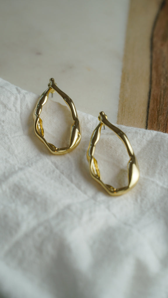 Golden Lava Drop Earrings